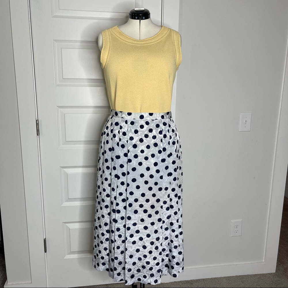 Vintage Givenchy Polka Dot Shimmer Midi Skirt - Picture 2 of 15